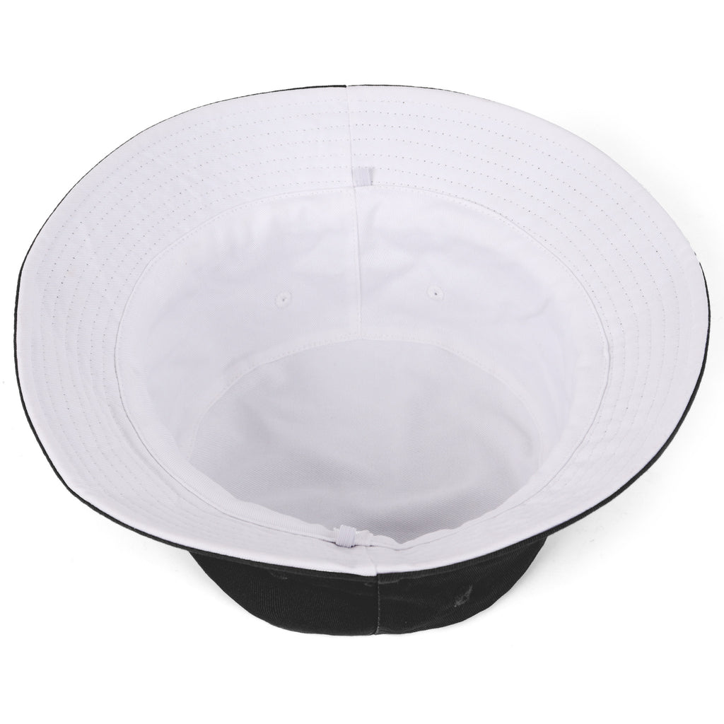 Black white reversible cotton bucket hat for big heads - interior reversible detail
