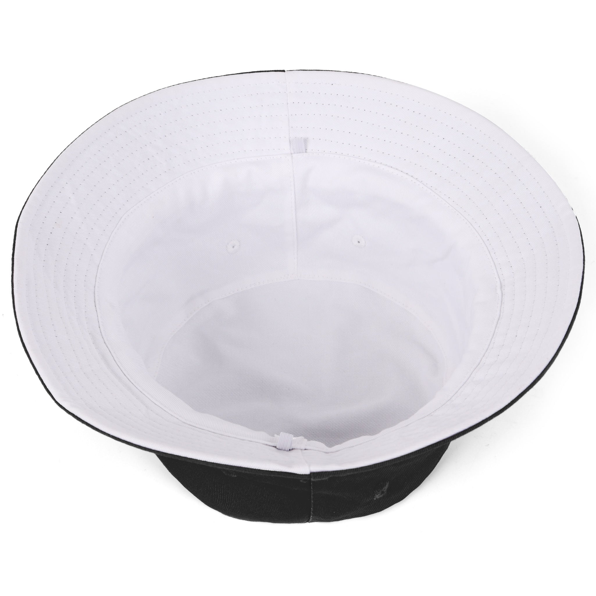 Black white reversible cotton bucket hat for big heads - interior reversible detail