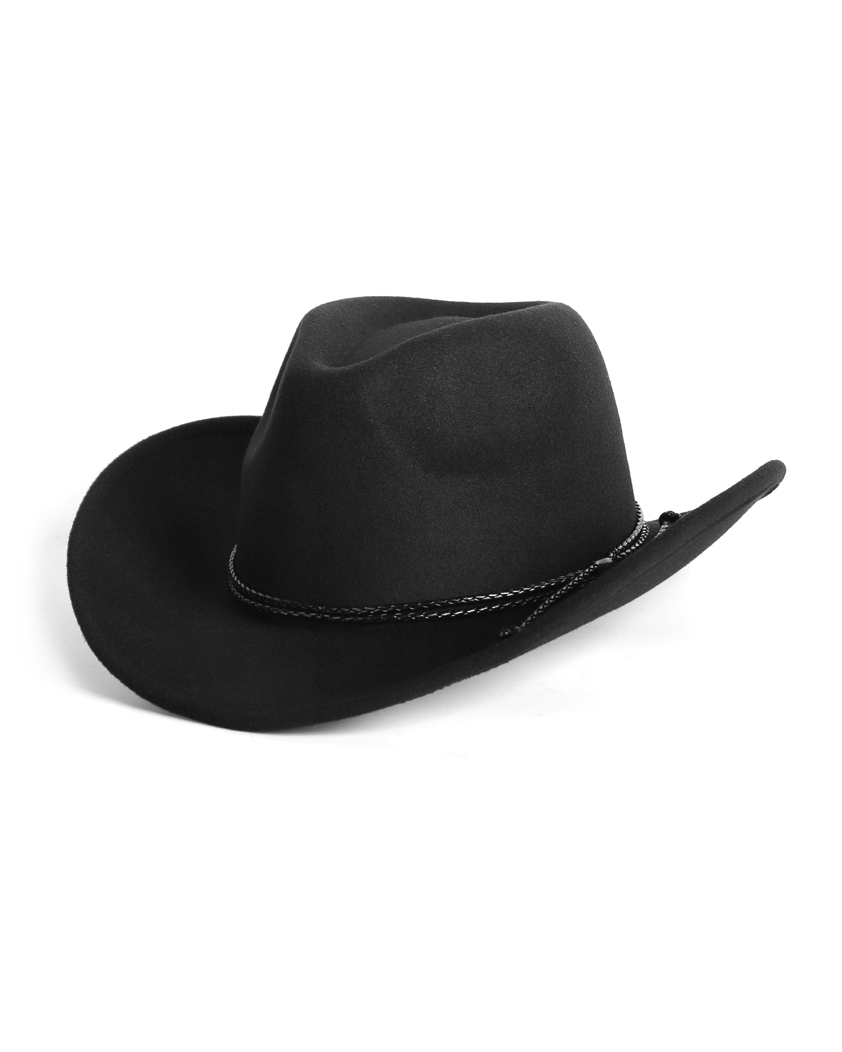Black felt cowboy hat for big heads XXL - front view - Zylioo
