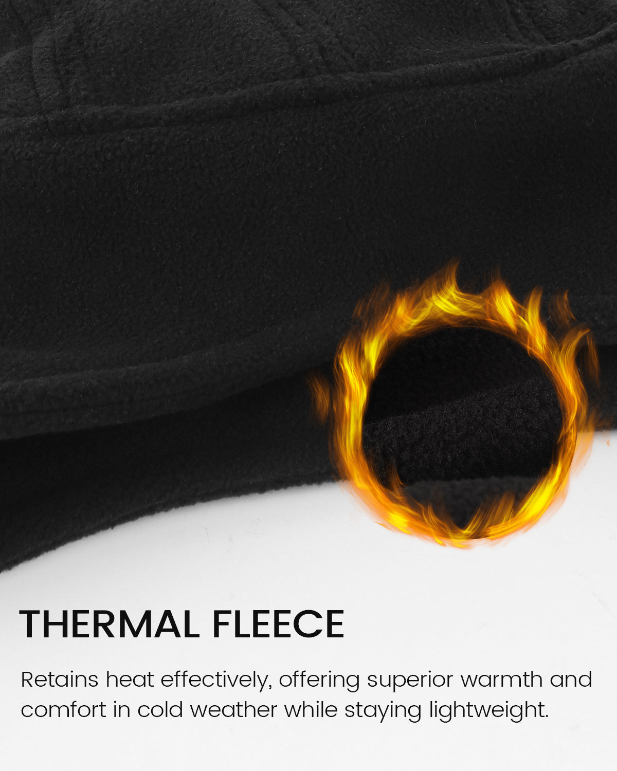Black thermal skull cap with face cover for big heads - thermal fabric texture detail