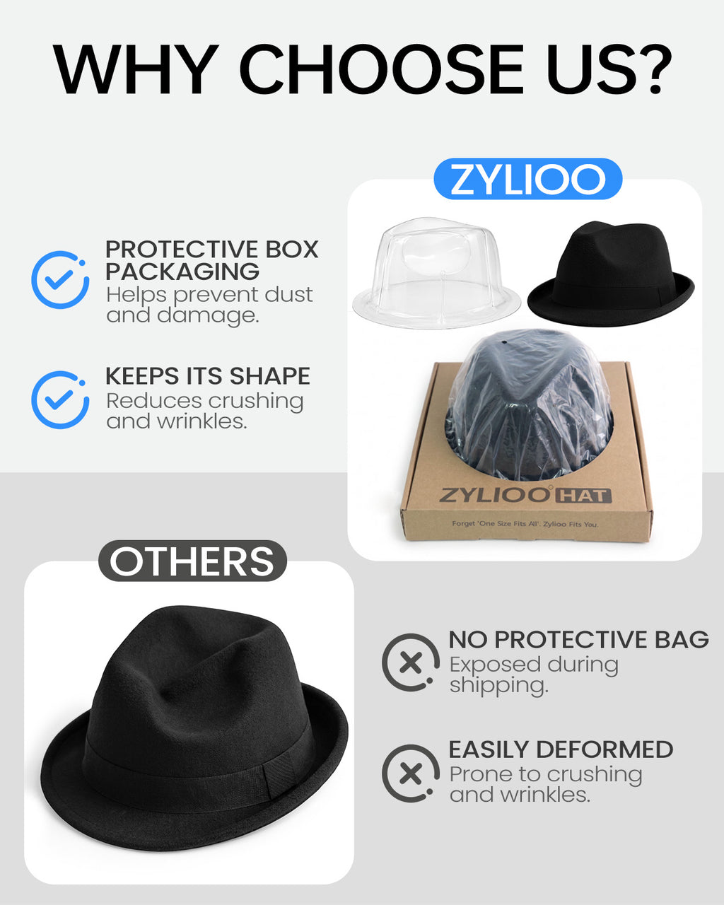Verstellbarer Filz-Trilby-Fedora für große Köpfe