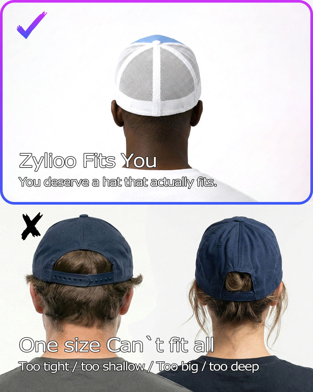 Structured Mesh Fitted Cap for Big Heads