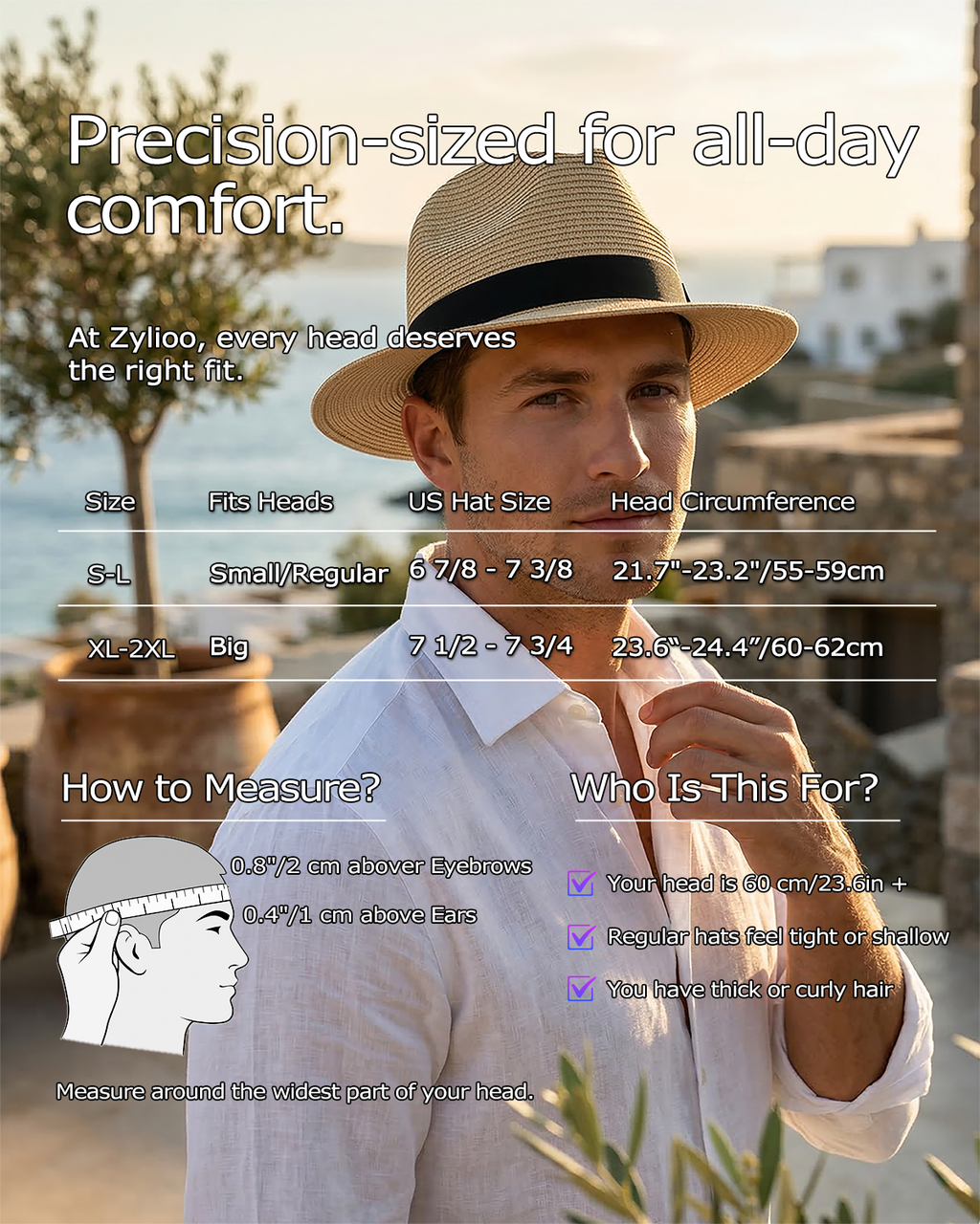 2XL Straw Panama Hat for Big Heads