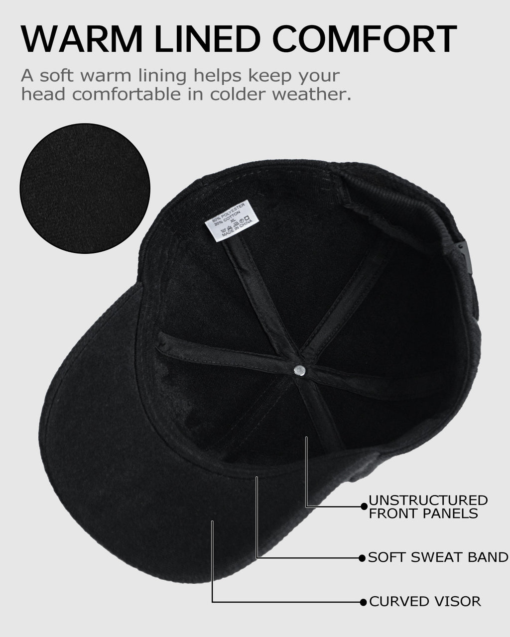 Brushed Twill Baseball Cap for Big Heads