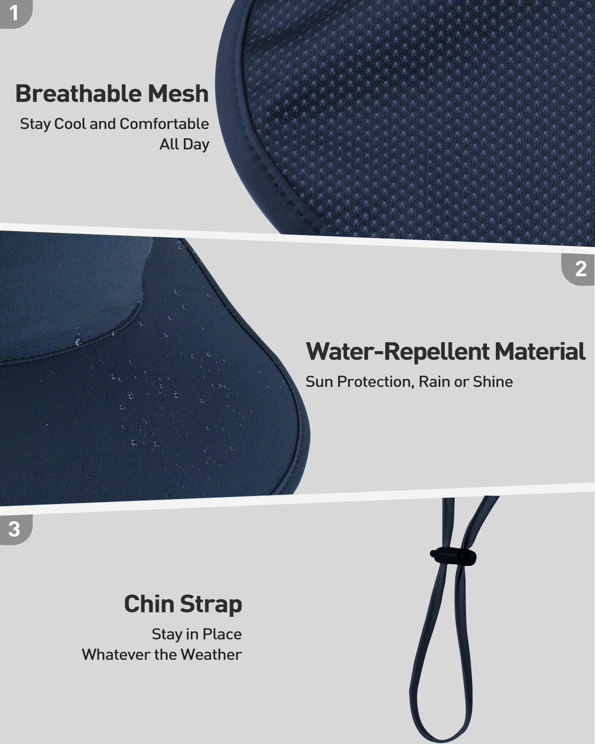 Neck flap attachment and adjustable strap detail