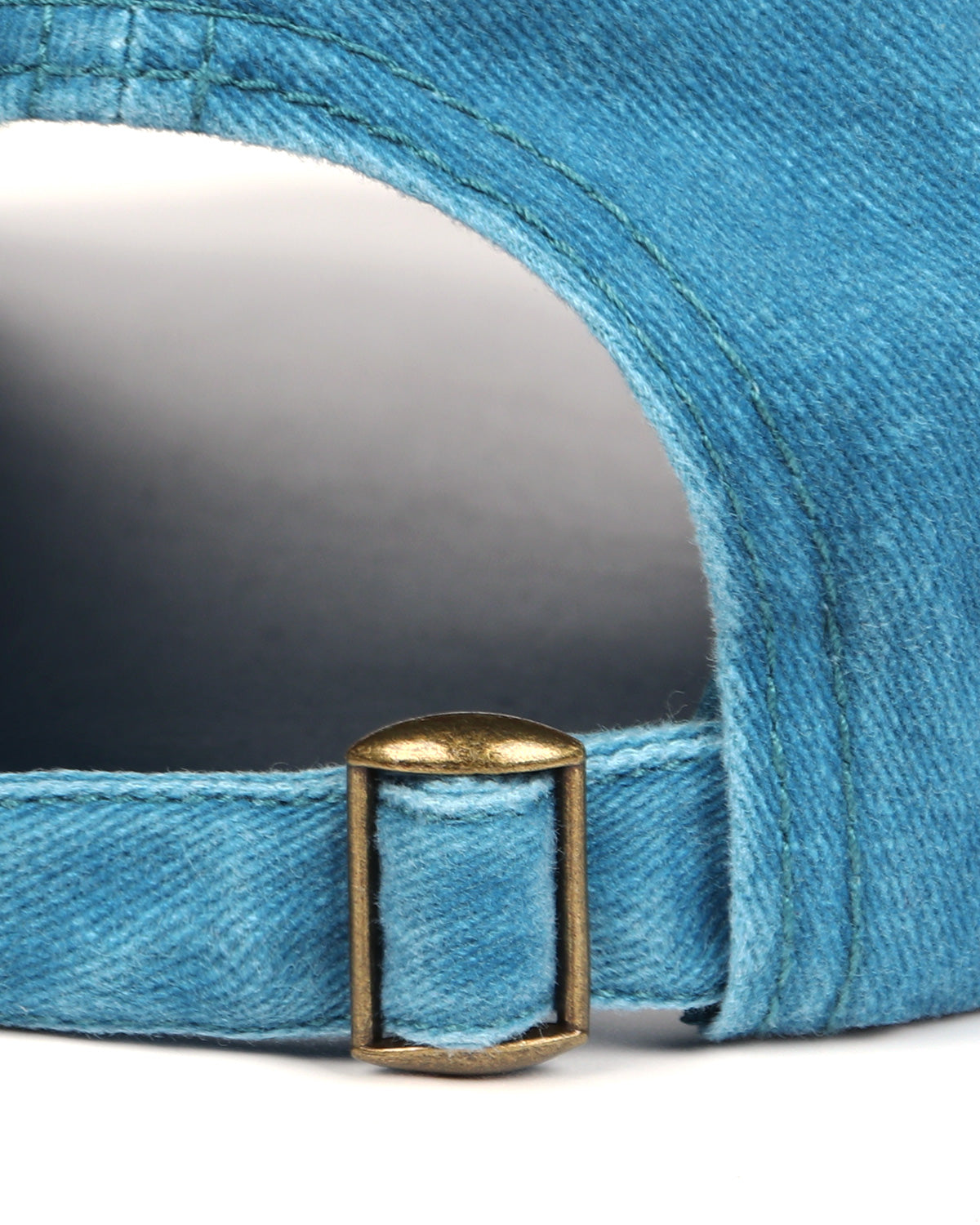  Ink blue washed denim baseball cap for big heads - adjustable buckle close-up