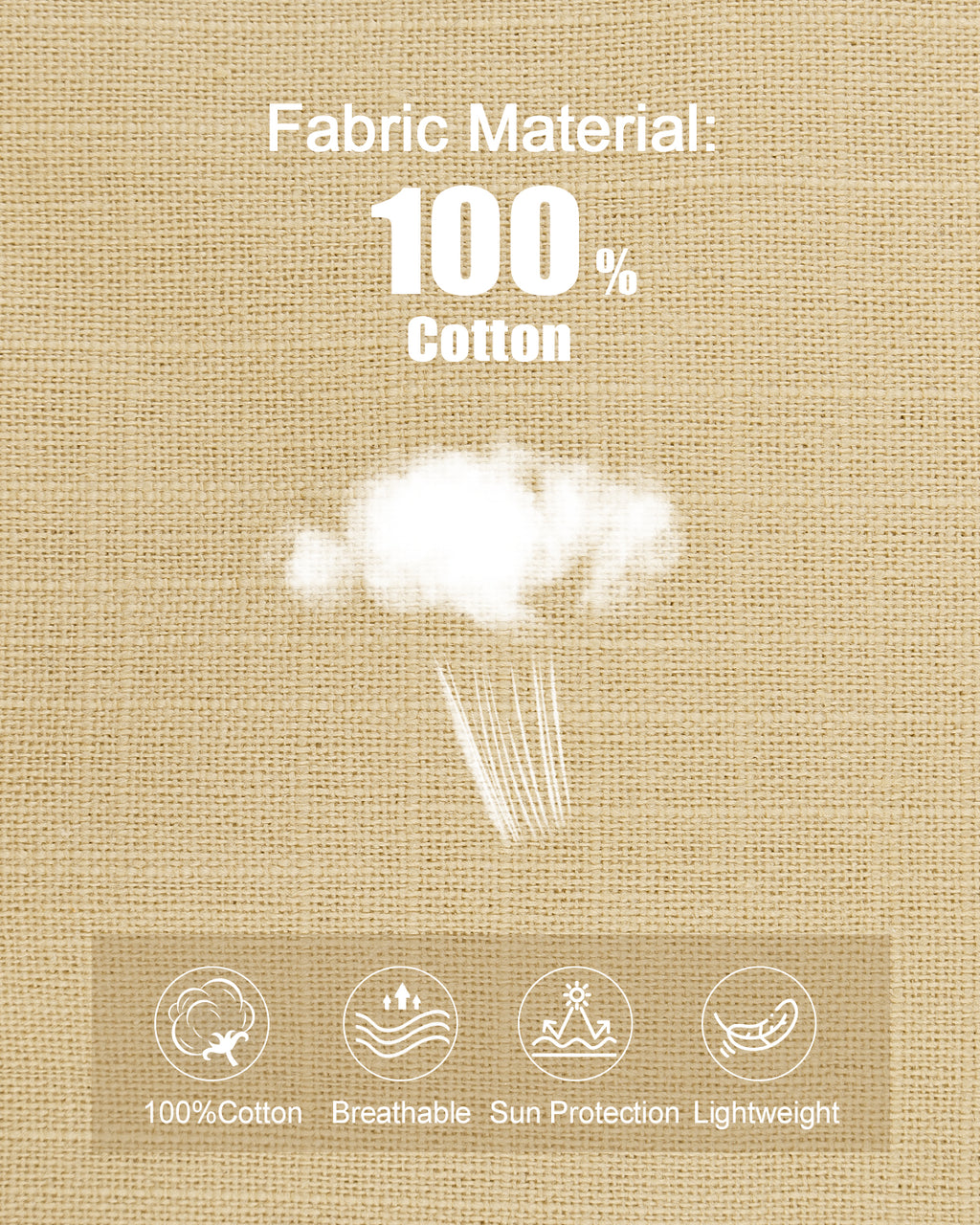 Floppy sun hat fabric texture and material close-up in khaki