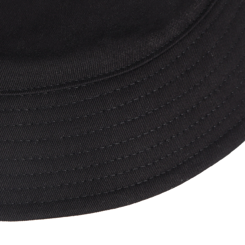  Black white reversible cotton bucket hat for big heads - brim edge detail