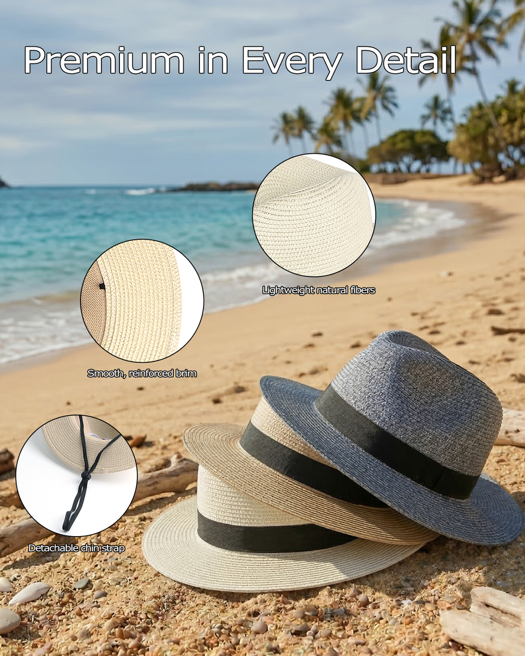 2XL Straw Panama Hat for Big Heads