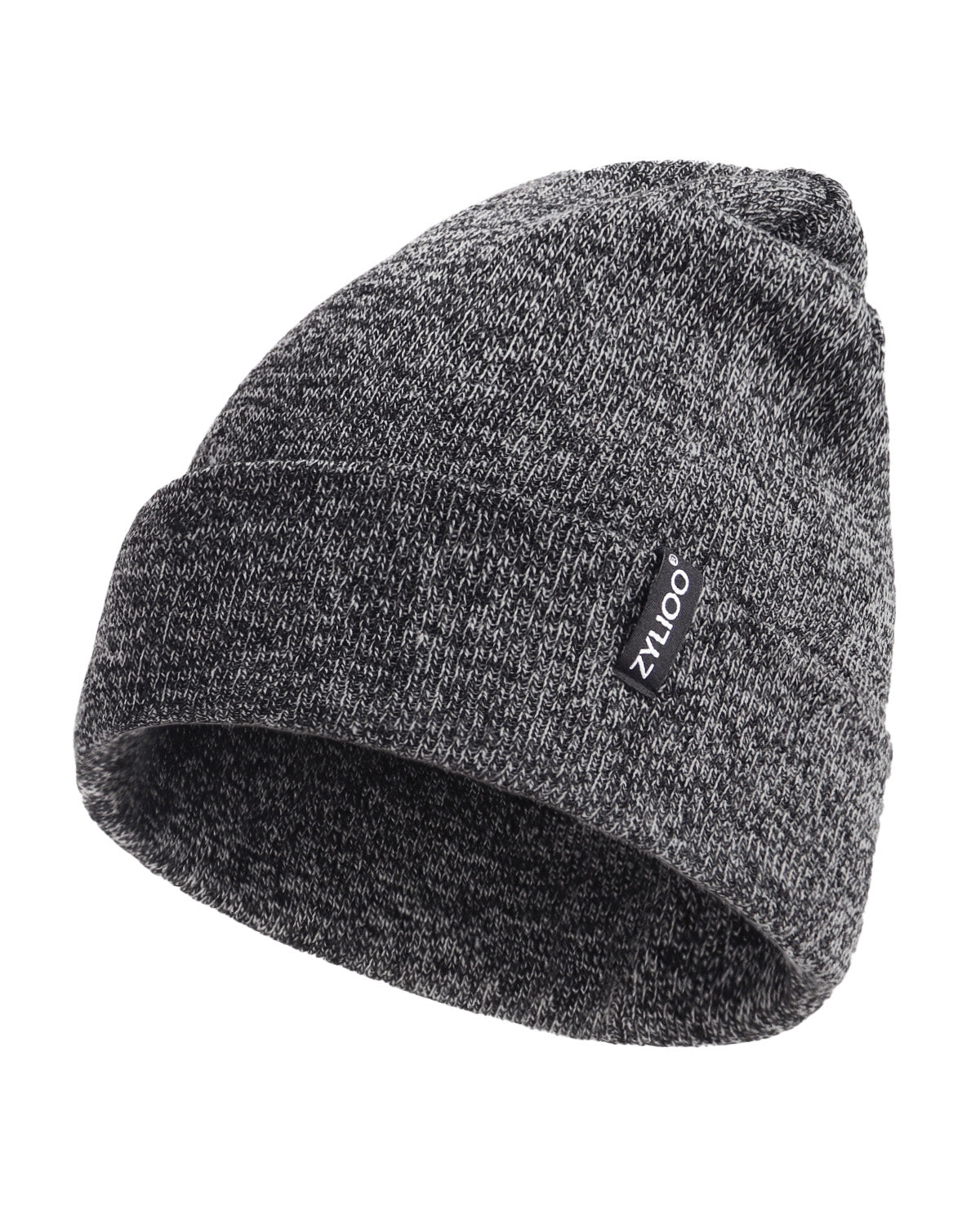 Mix black ribbed knit beanie for big heads XXL - front view - Zylioo