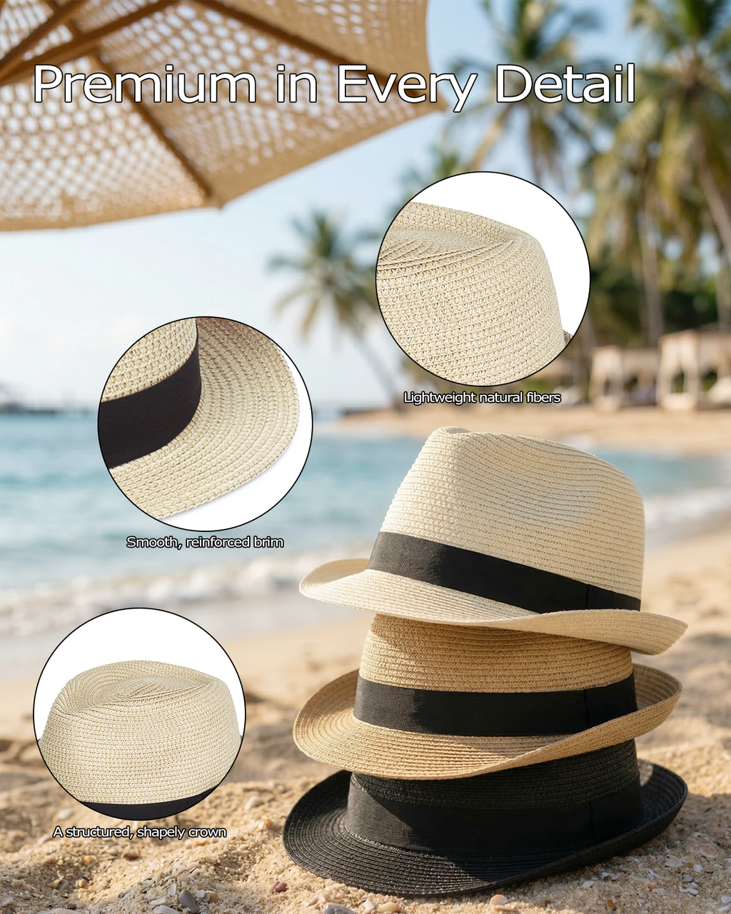 2XL Straw Trilby Hat for Big Heads