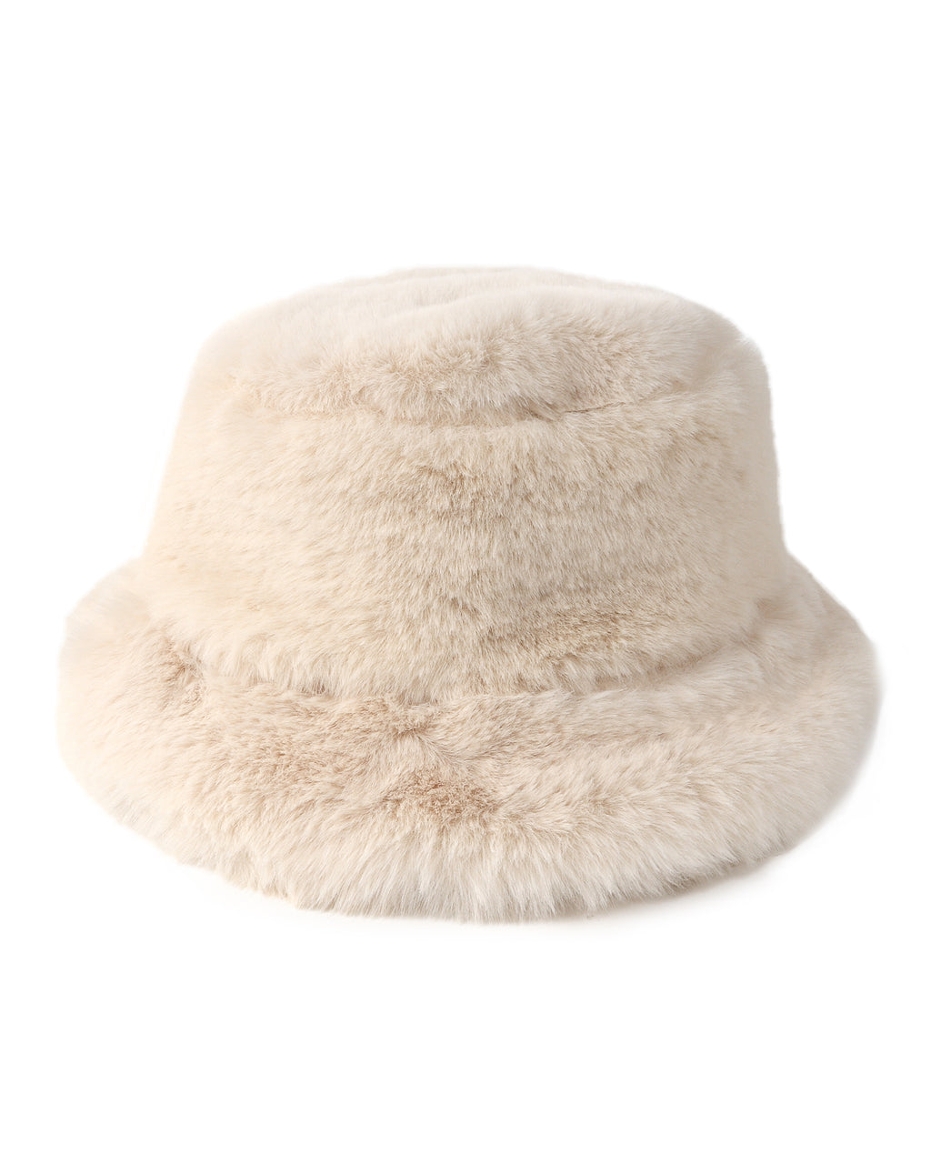 Beige fluffy winter bucket hat for big heads XXL - front view - Zylioo