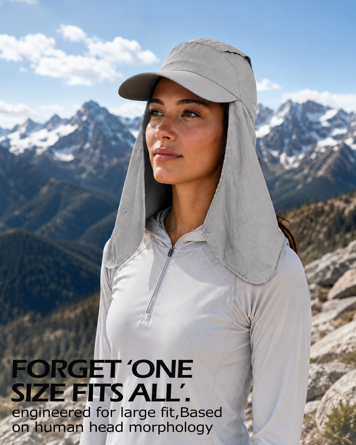 Quick-Dry Sun Hat with Neck Flap for Big Heads