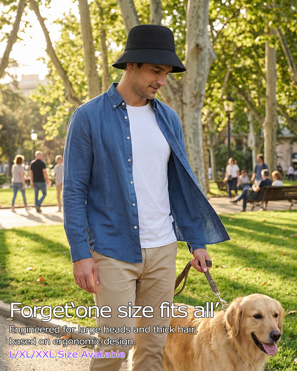 Faux Linen Bucket Hat for Big Heads