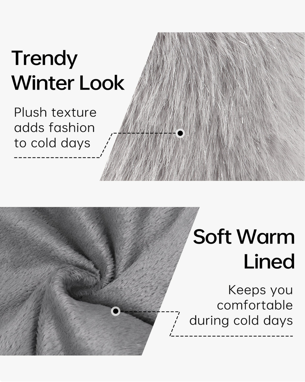 Brown faux fur cossack hat for big heads - interior warm lining detail