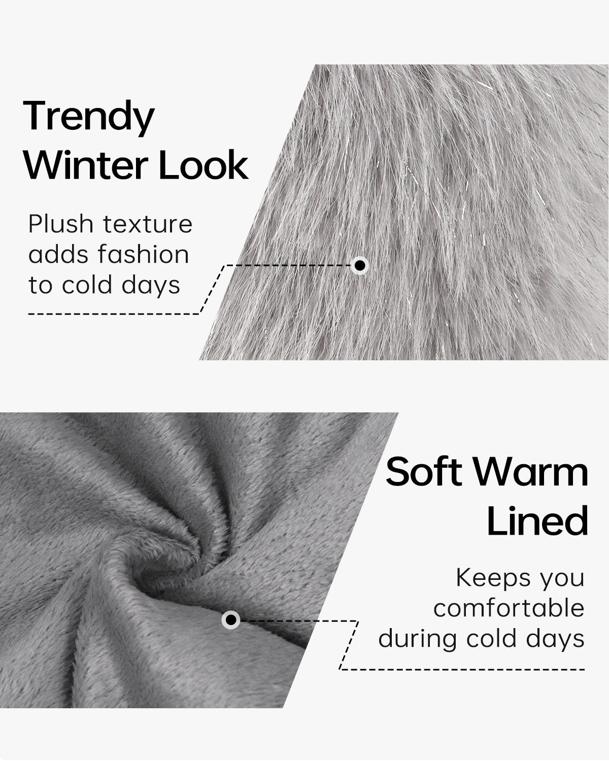 Brown faux fur cossack hat for big heads - interior warm lining detail