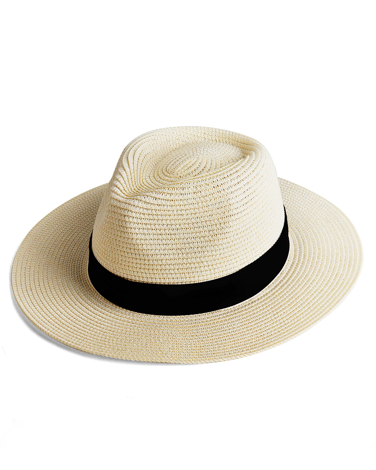 Beige panama straw sun hat for big heads XXL - front view - Zylioo