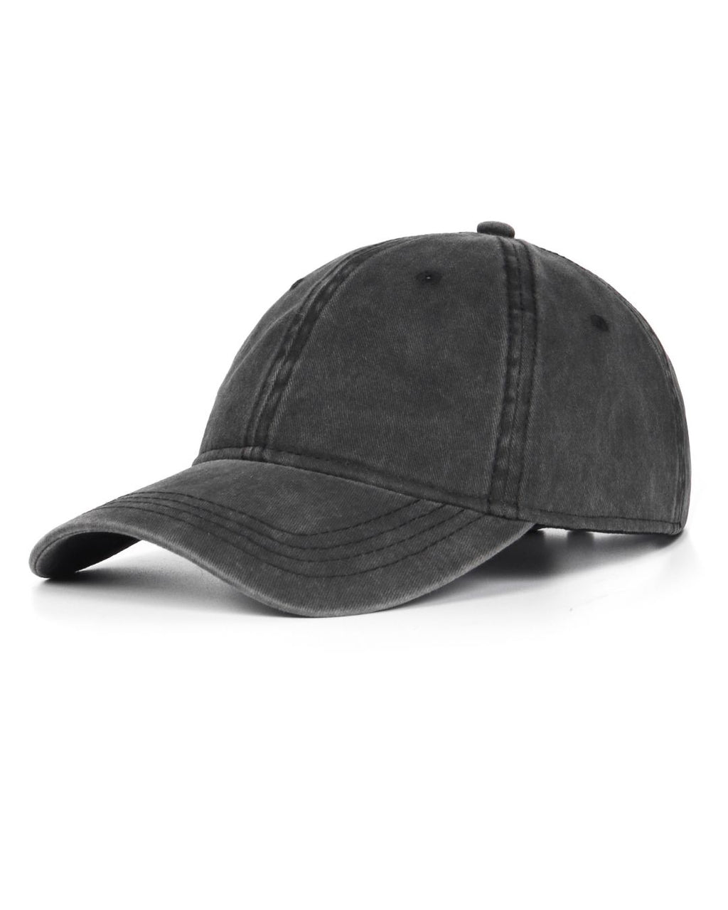 Black washed denim baseball cap for big heads XXL - front view - Zylioo