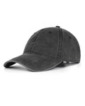 Black washed denim baseball cap for big heads XXL - front view - Zylioo