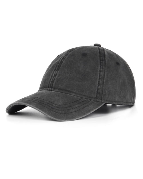 Black washed denim baseball cap for big heads XXL - front view - Zylioo