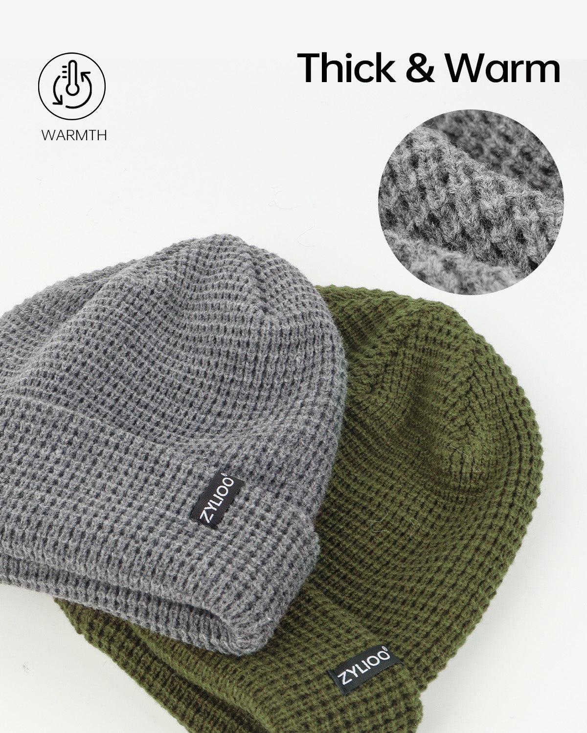 Waffle Knit Beanie for Big Heads