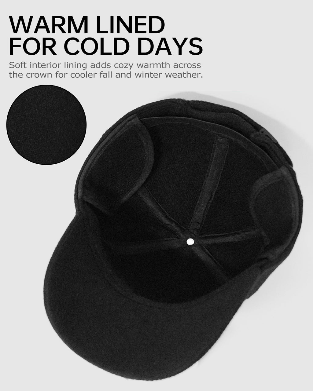 Winter Baseball Cap with Ear Flaps for Big Heads