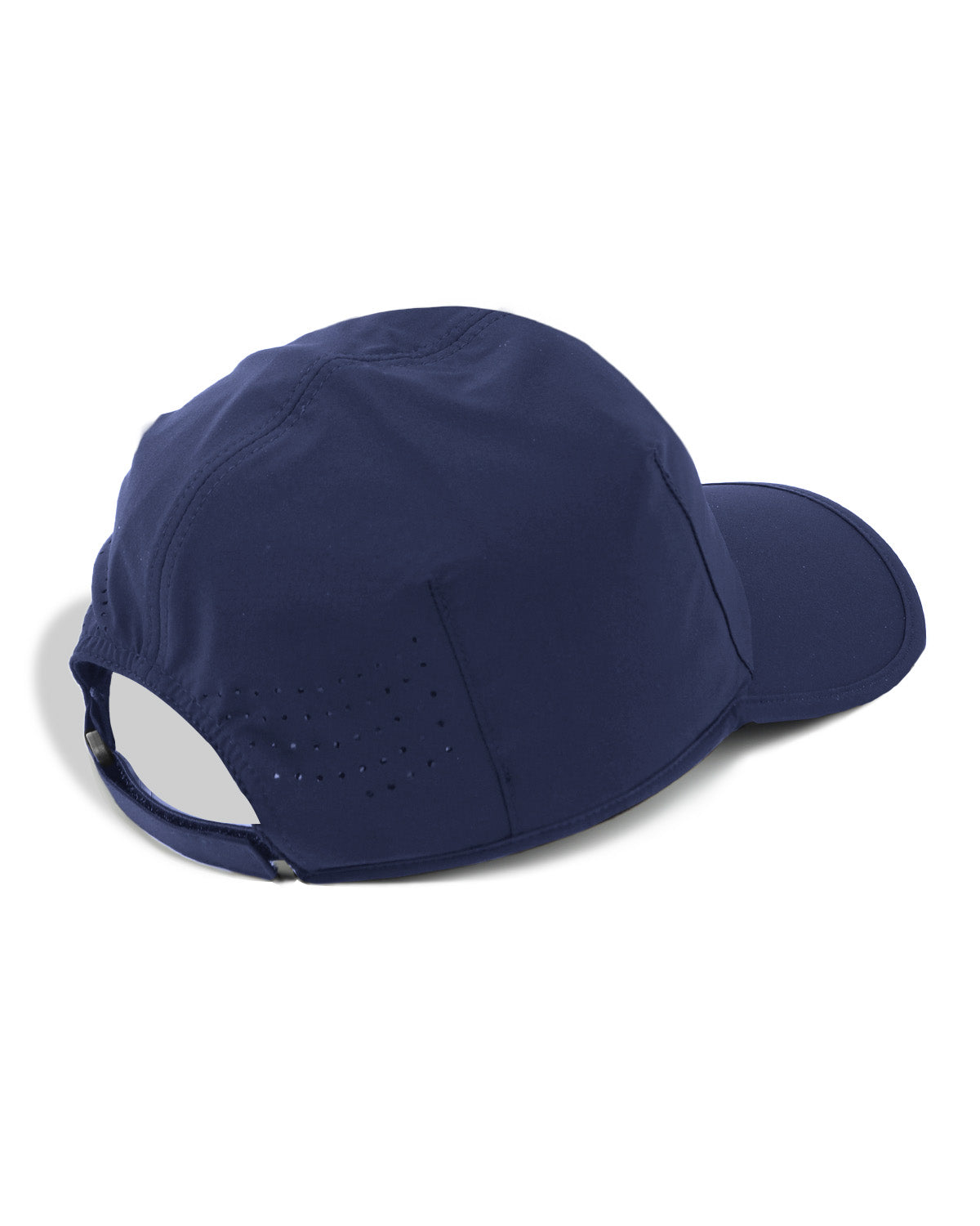 Navy soft crown golf cap for big heads - back view with adjustable strap