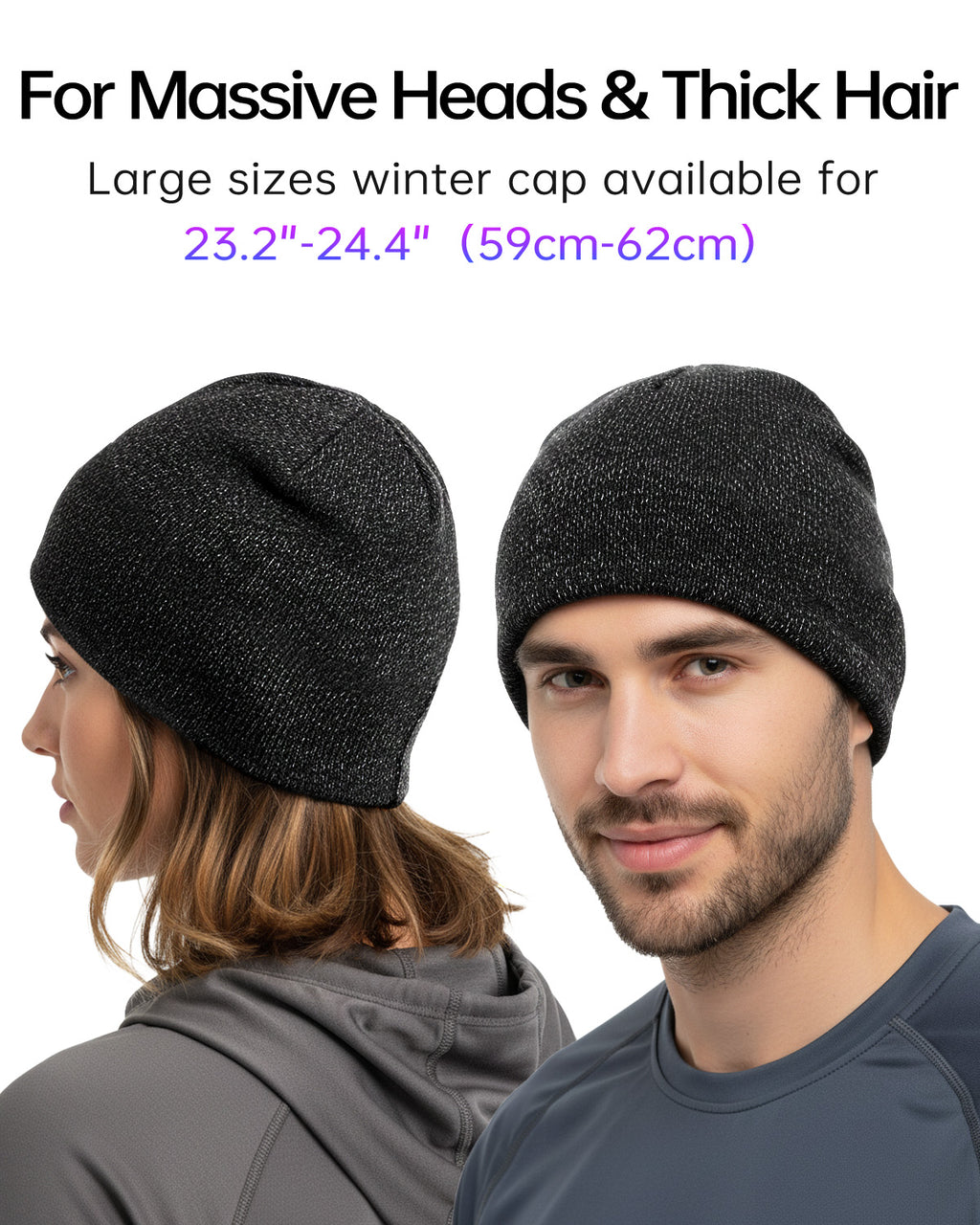 XXL Reflective Beanie for Big Heads