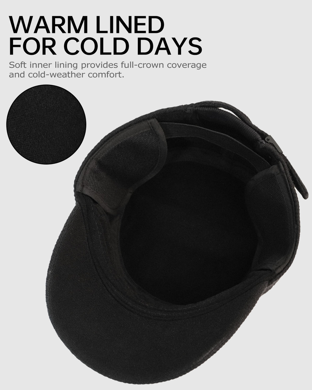 Winter Cadet Cap with Ear Flaps for Big Heads