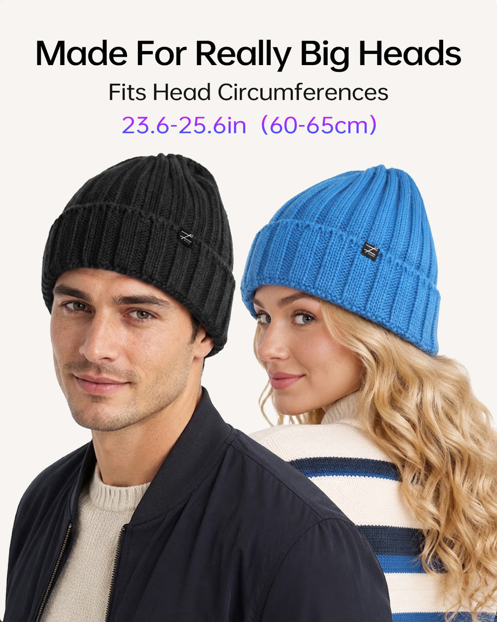 Cable Knit Beanie for Big Heads
