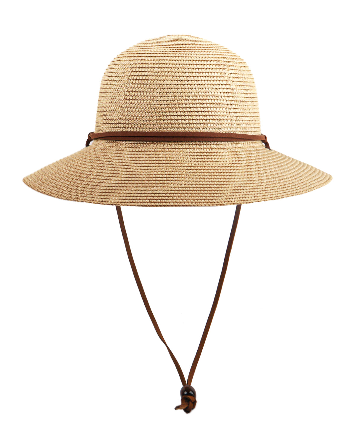 Khaki strap wide brim straw hat for big heads XXL - front view - Zylioo