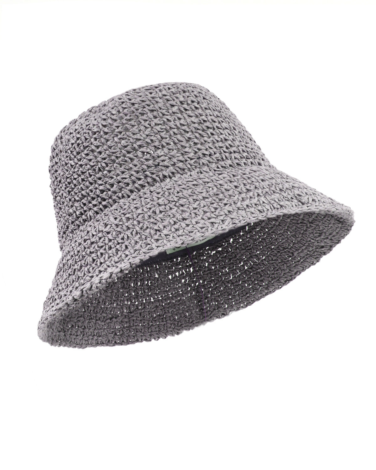 Gray straw bucket hat for big heads XXL - front view - Zylioo