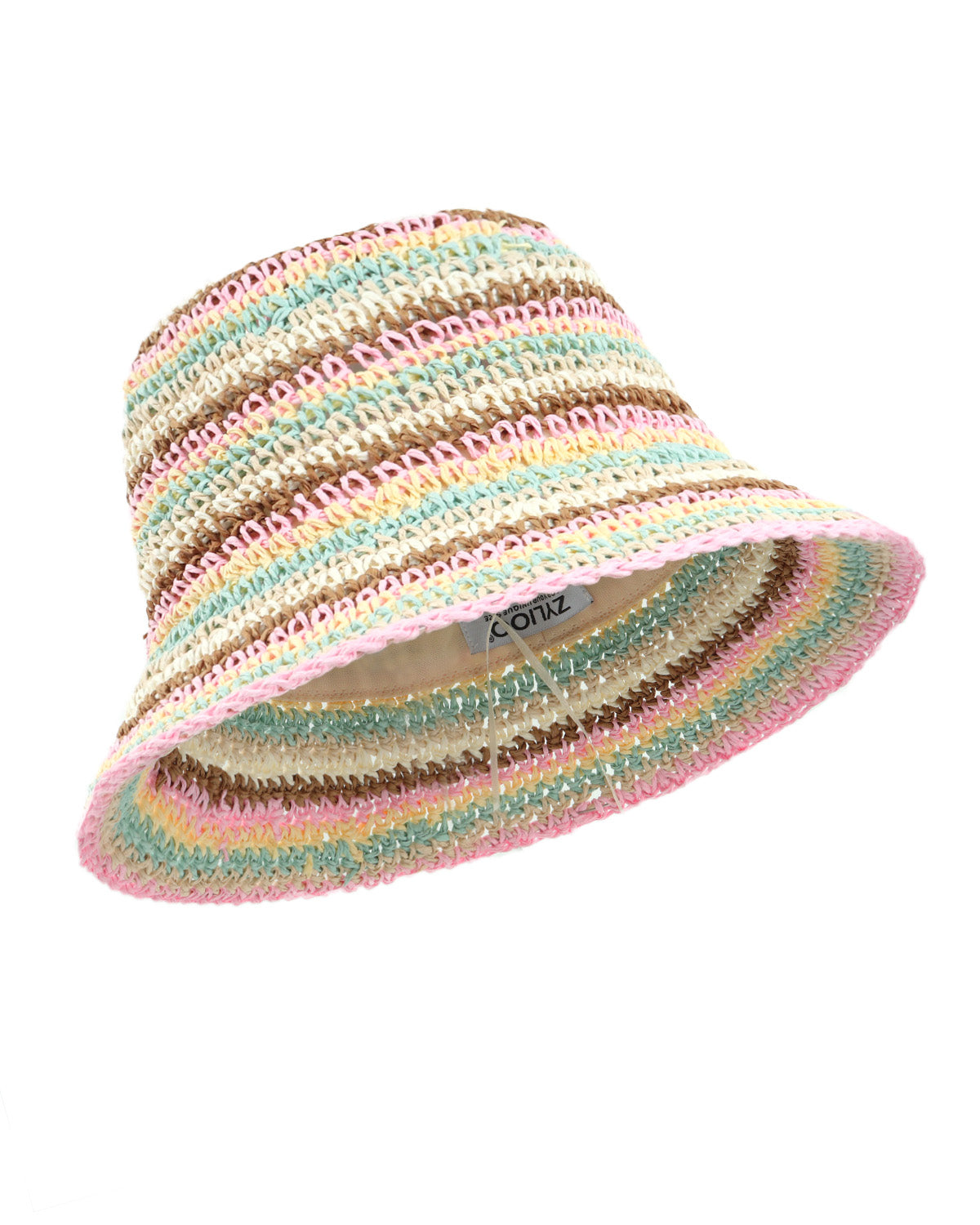  Multicolor straw bucket hat for big heads XXL - front view - Zylioo