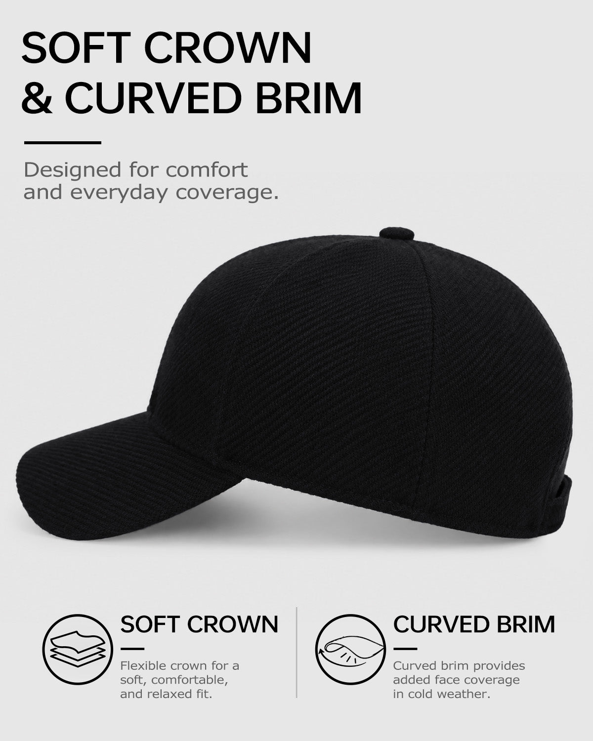 Brushed Twill Baseball Cap for Big Heads