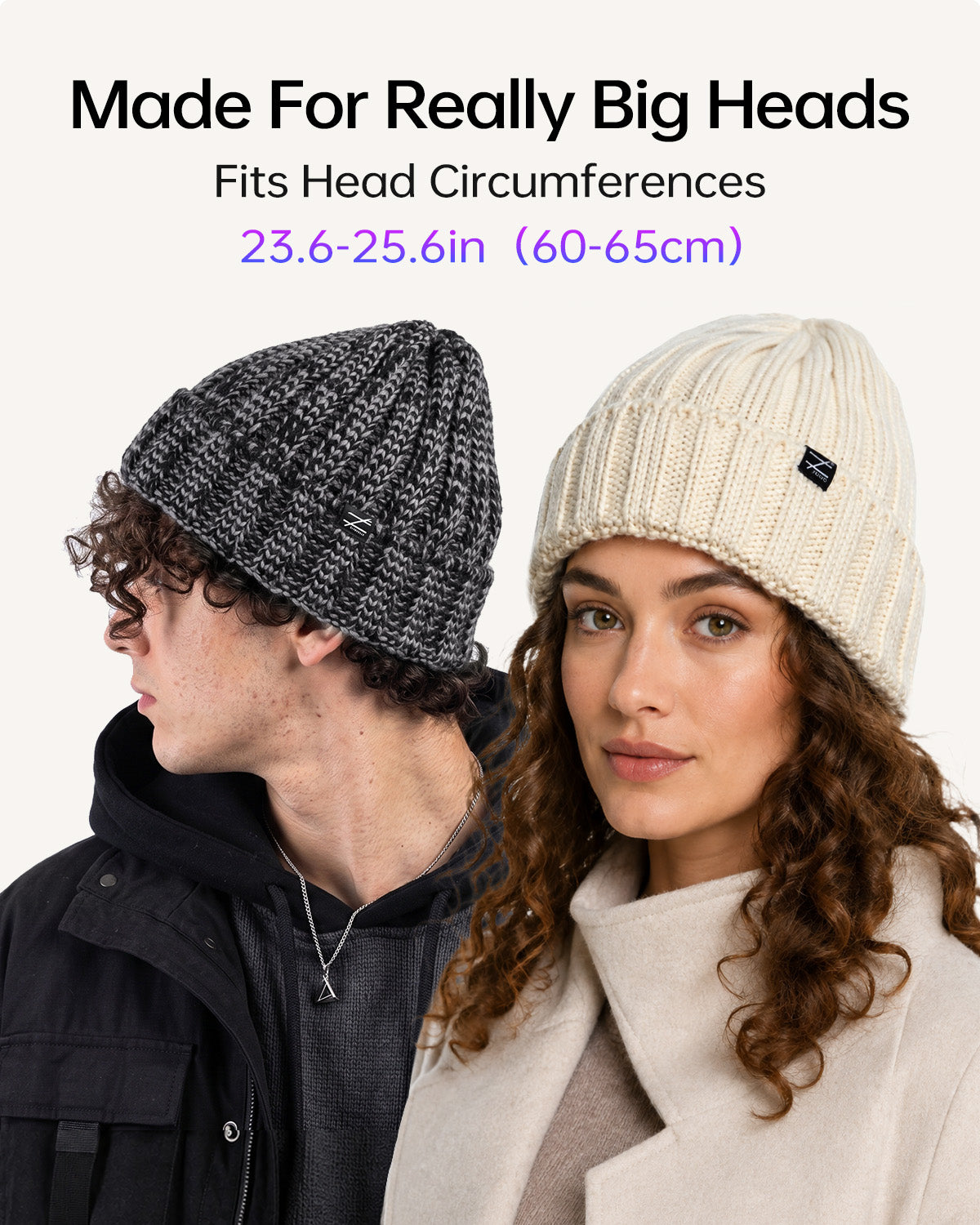 Cable Knit Beanie for Big Heads