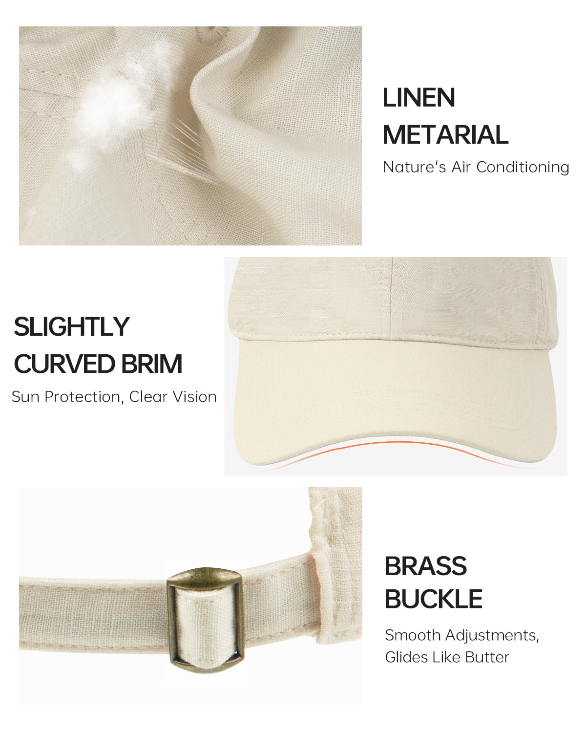 Breathable Hemp Baseball Cap for Big Heads