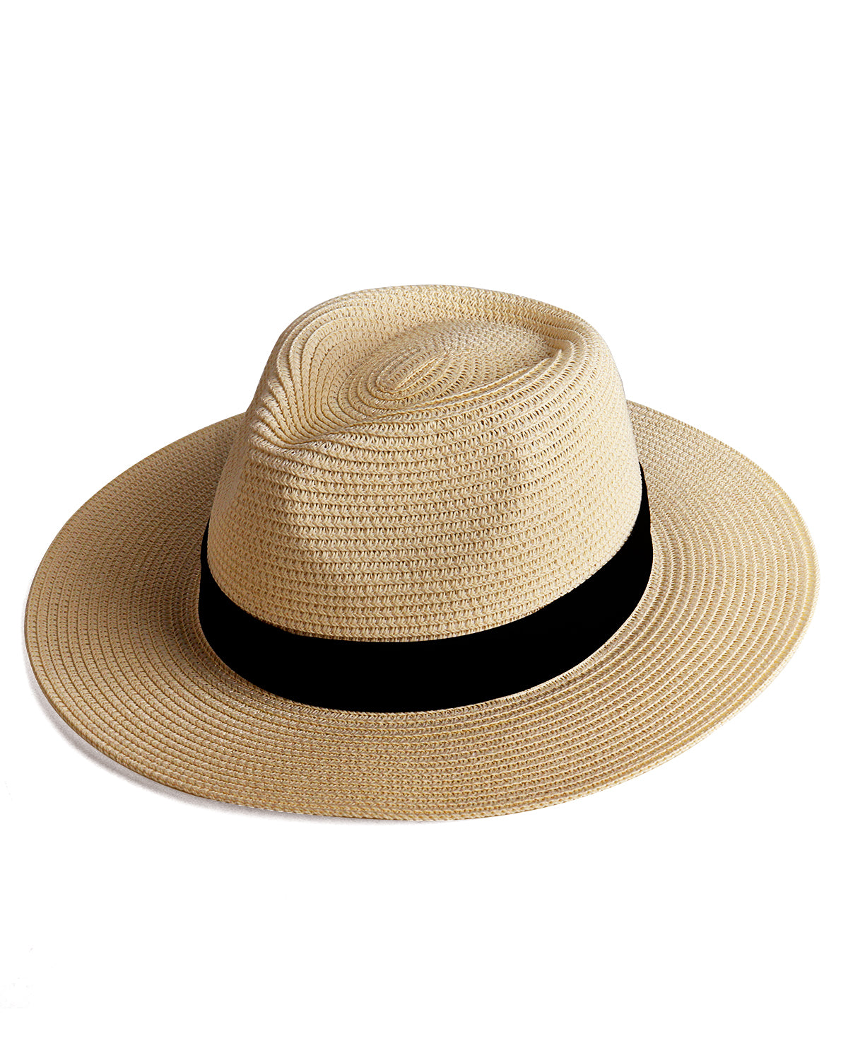 Khaki panama straw sun hat for big heads XXL - front view - Zylioo