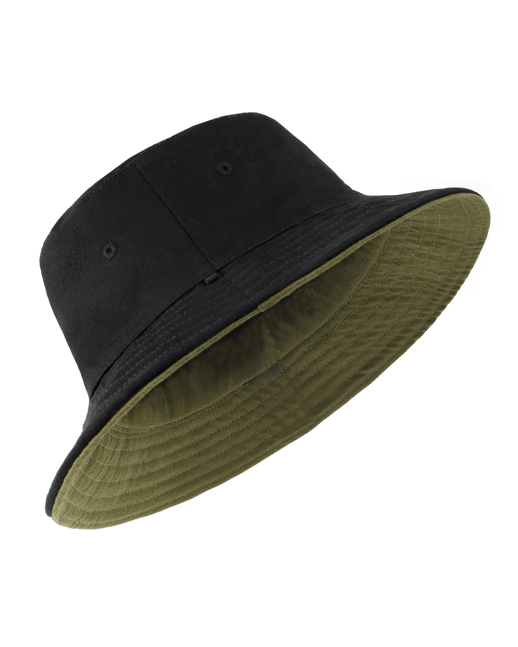  Army green reversible cotton bucket hat for big heads XXL - front view - Zylioo