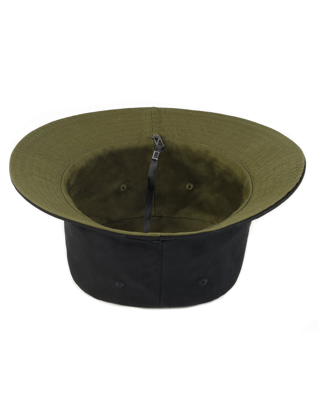 Army green reversible cotton bucket hat for big heads - interior reversible detail