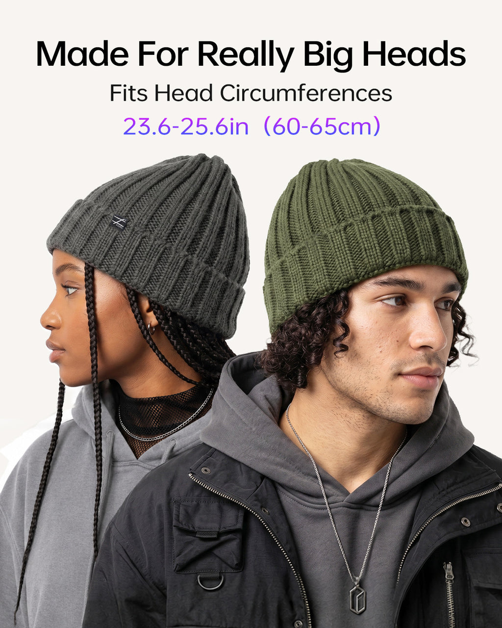 Cable Knit Beanie for Big Heads