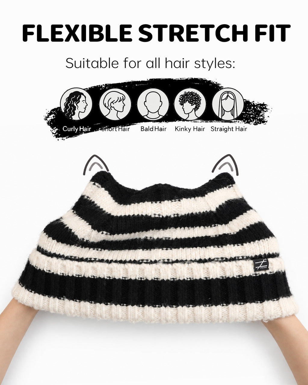 Fuzzy Cat Ear Beanie for Big Heads