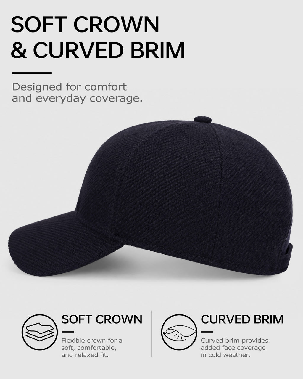 Brushed Twill Baseball Cap for Big Heads