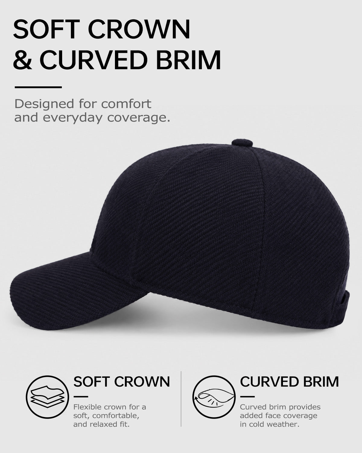 Brushed Twill Baseball Cap for Big Heads