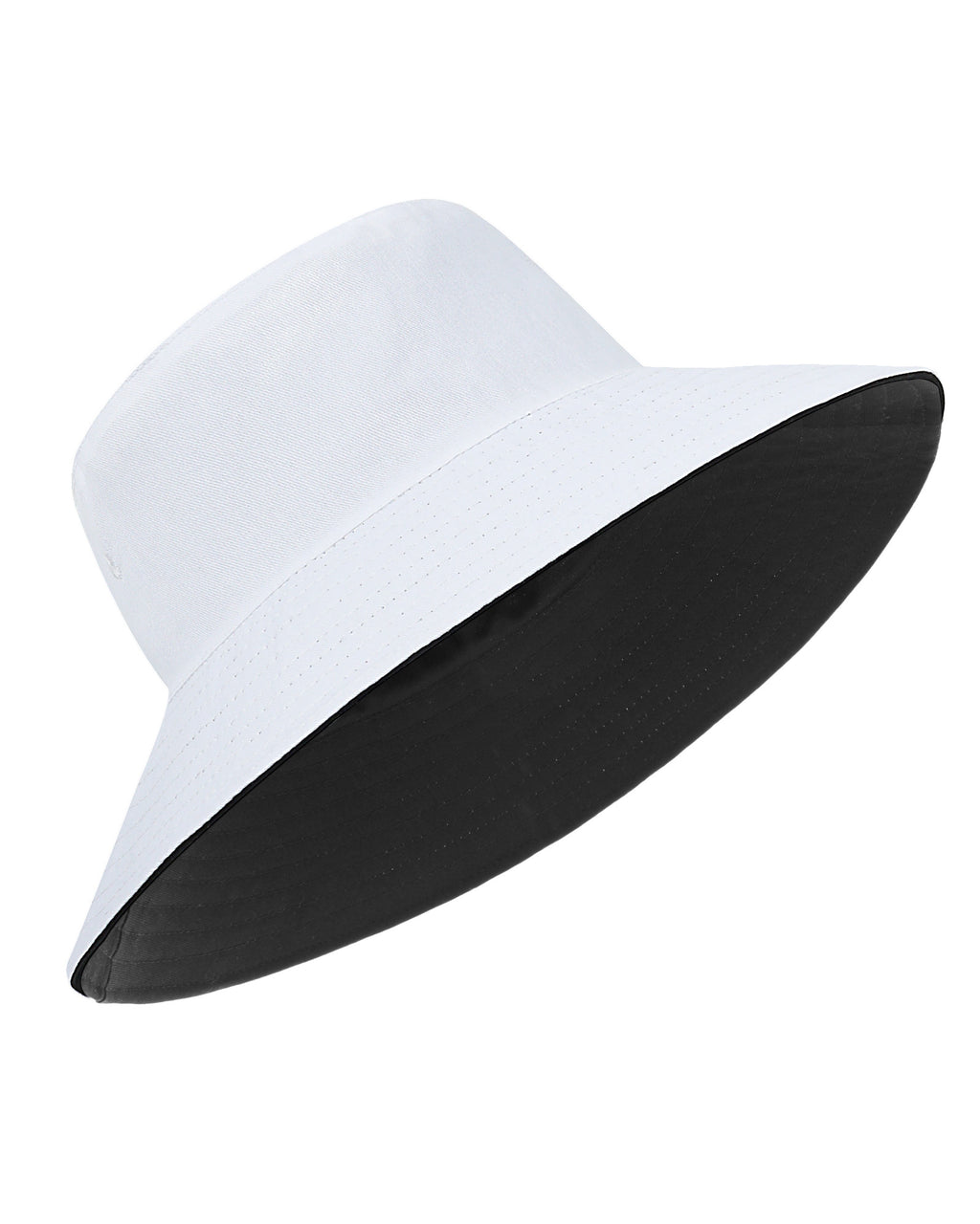 White wide brim bucket hat for big heads XXL - front view - Zylioo
