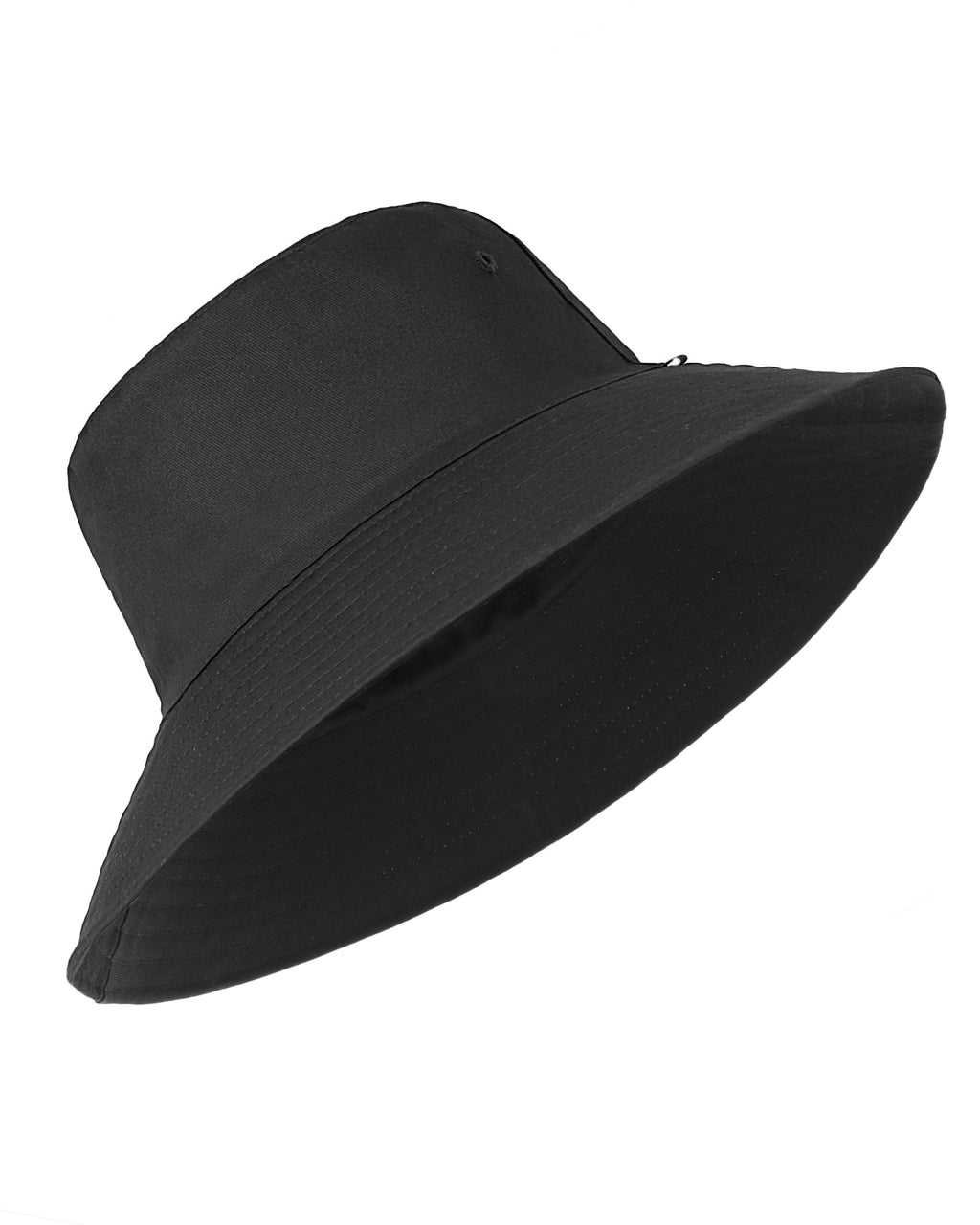Black wide brim bucket hat for big heads XXL - front view - Zylioo