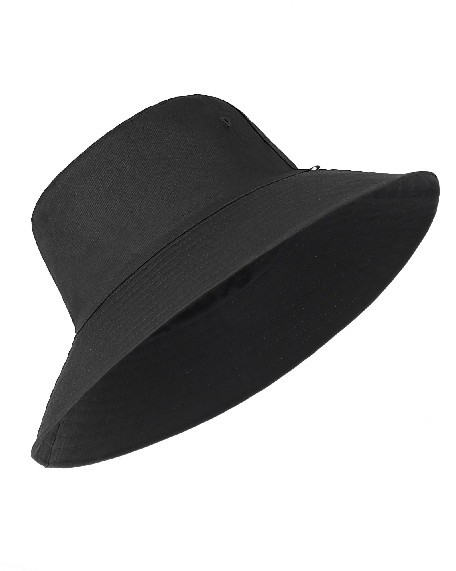 Black wide brim bucket hat for big heads XXL - front view - Zylioo