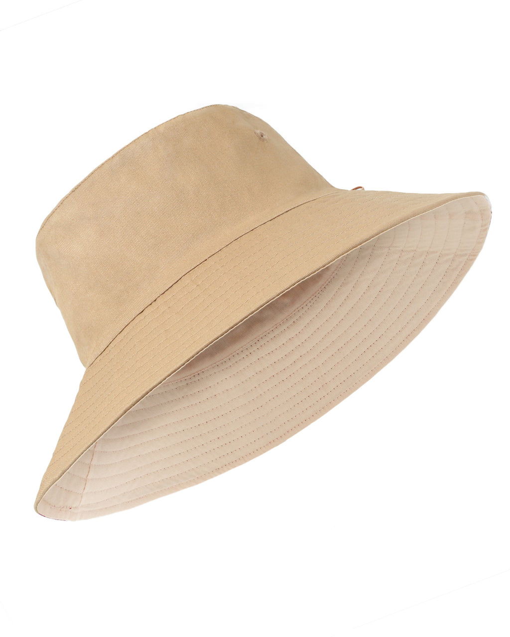 Khaki wide brim bucket hat for big heads XXL - front view - Zylioo