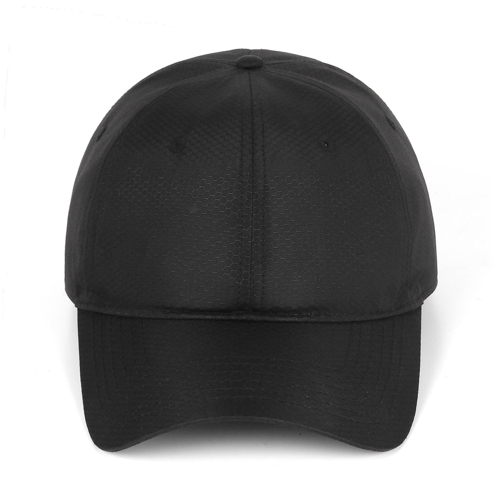Black textured quick-dry baseball cap for big heads - front view