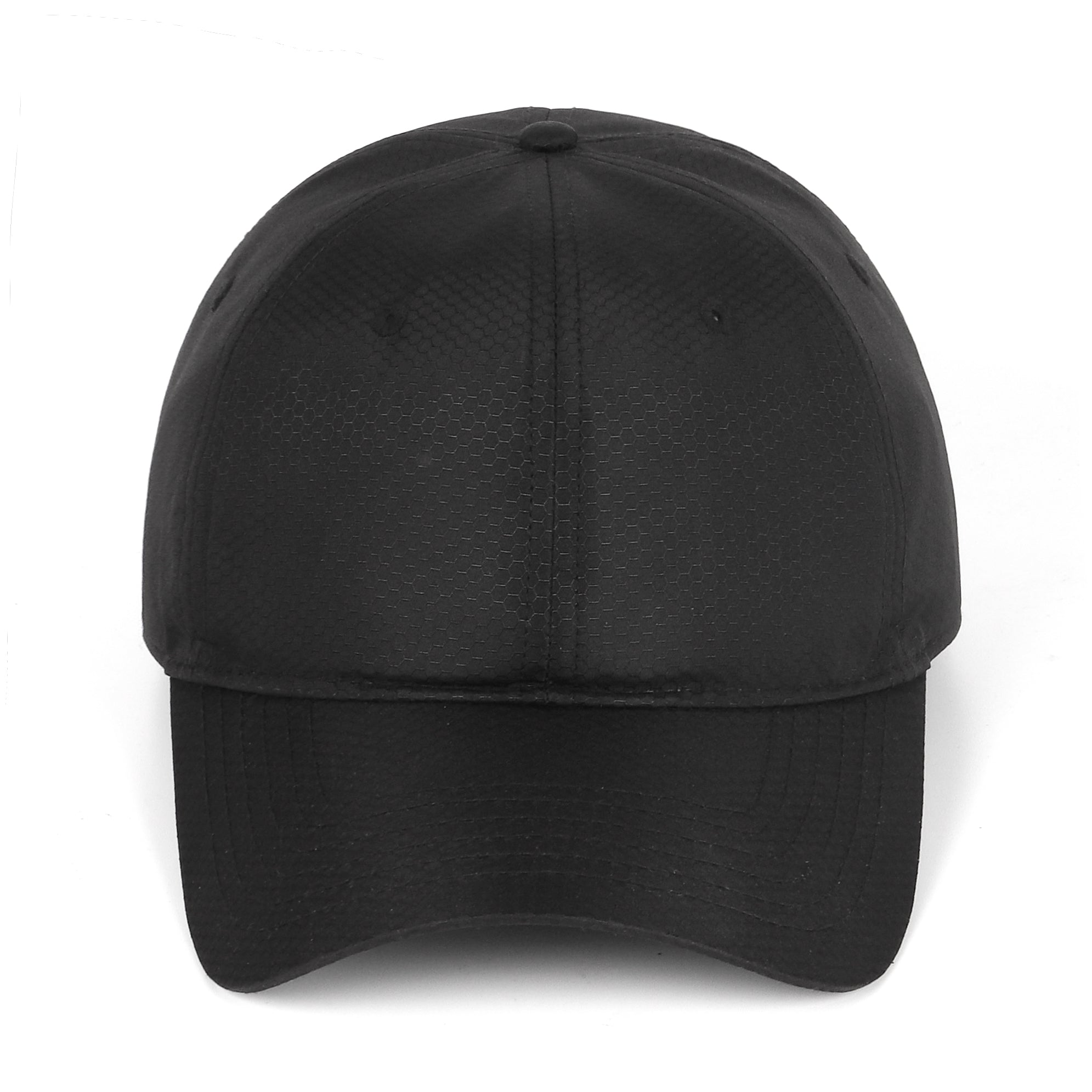 Black textured quick-dry baseball cap for big heads - front view