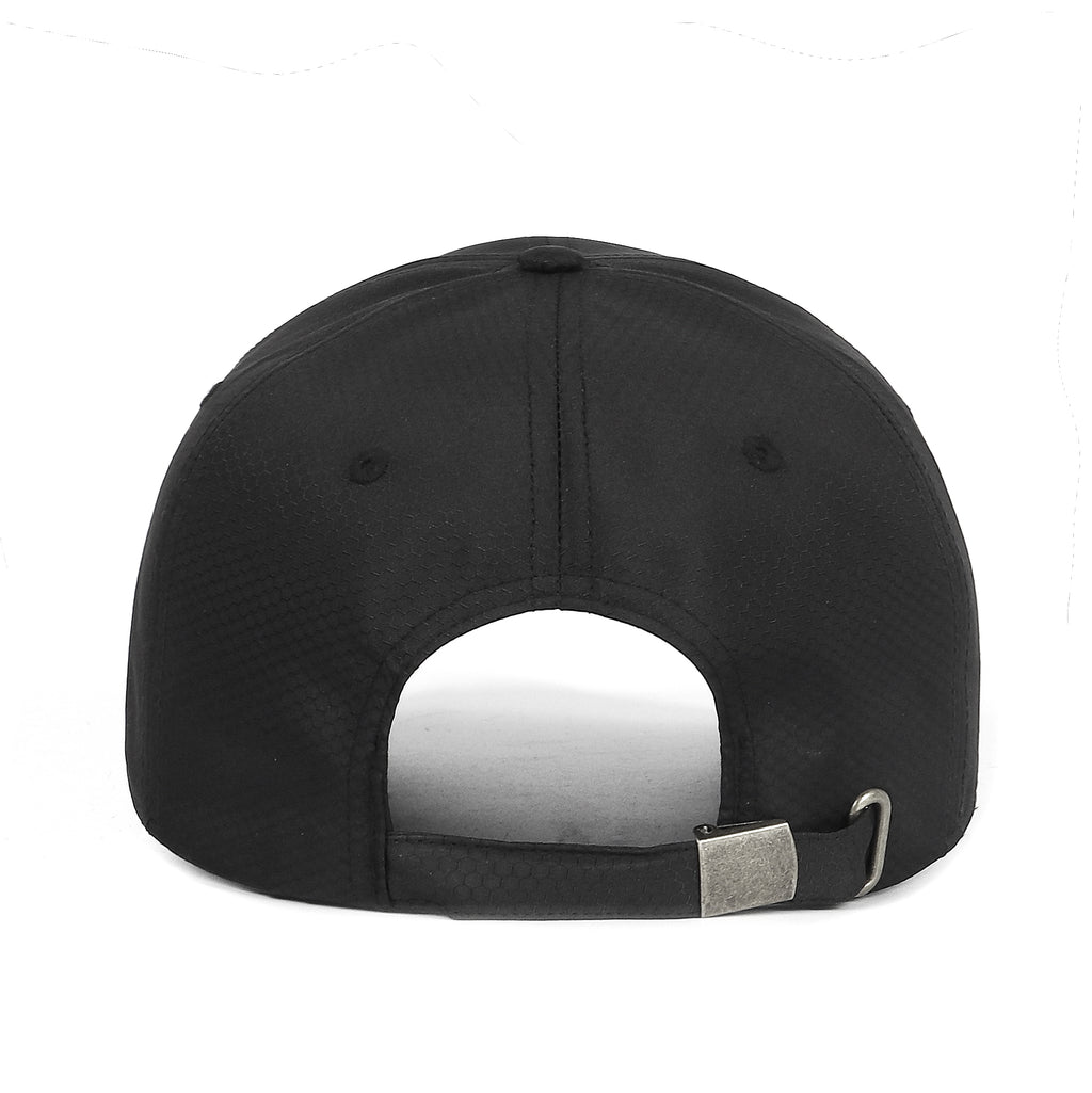 Black textured quick-dry baseball cap for big heads - back view